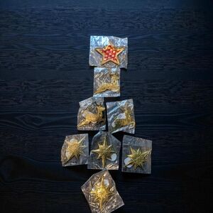 Gold Leaf Christmas Ornaments- Christmas Decor Lot